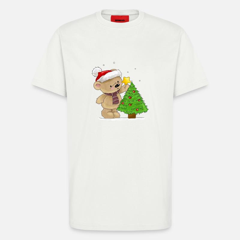 Bärchen schmückt Weihnachtsbaum - T-Shirt - made by SPREAD - OFF WHITE