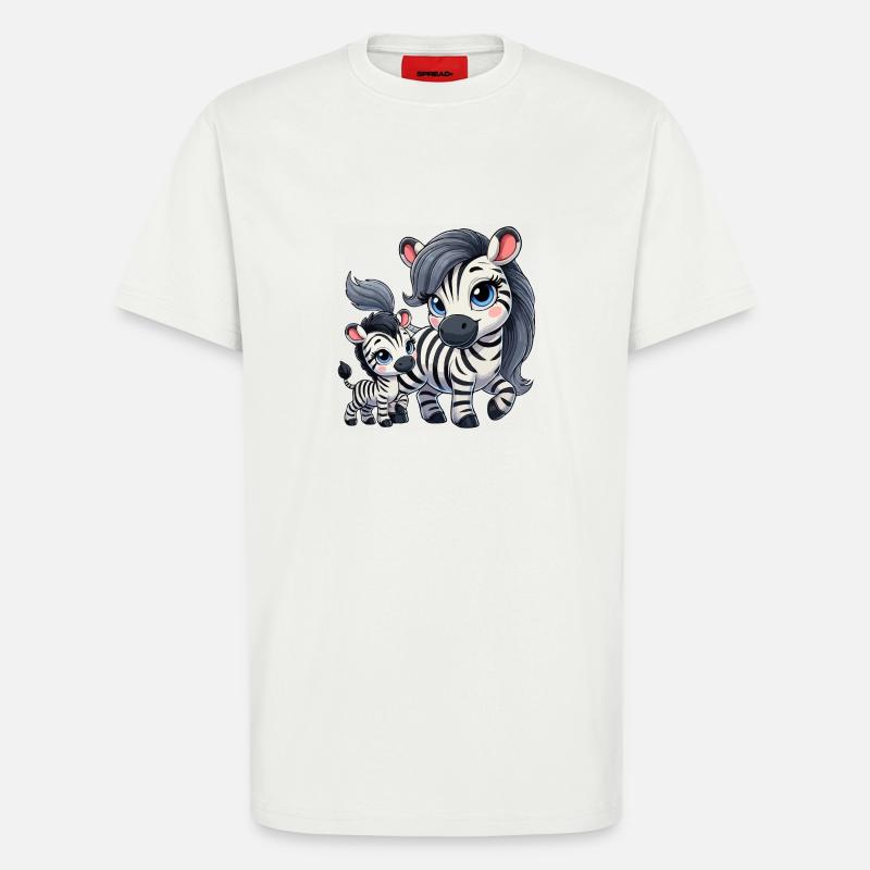 Zebra-Mutter mit Kind - T-Shirt - made by SPREAD - OFF WHITE