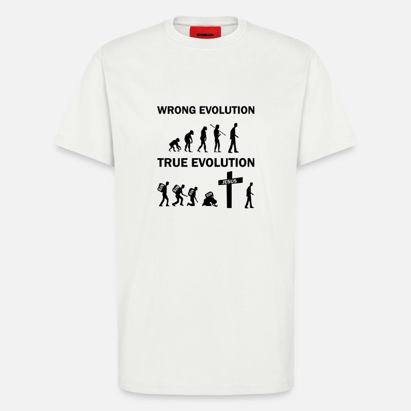 Jésus de la véritable évolution - T-shirt bio décontracté fabriqué en UE - OFF WHITE