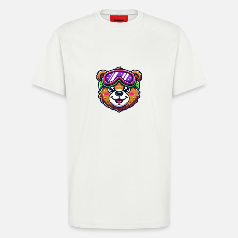 Bear Comic Ski Goggles - T-Shirt - made by SPREAD - OFF WHITE