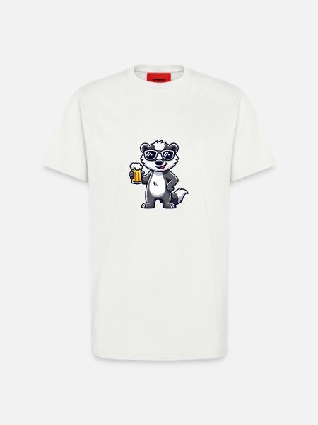 Bière Badger - T-shirt bio décontracté fabriqué en UE - OFF WHITE