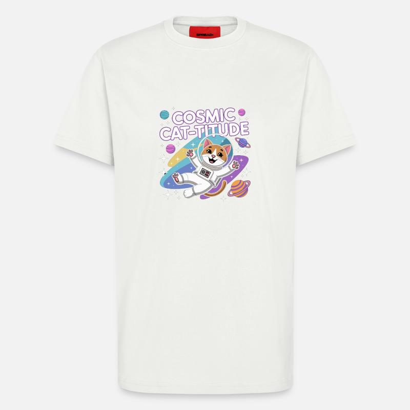 Cosmic Cat-titude – Intergalactic Cat Power - T-Shirt - made by SPREAD - OFF WHITE