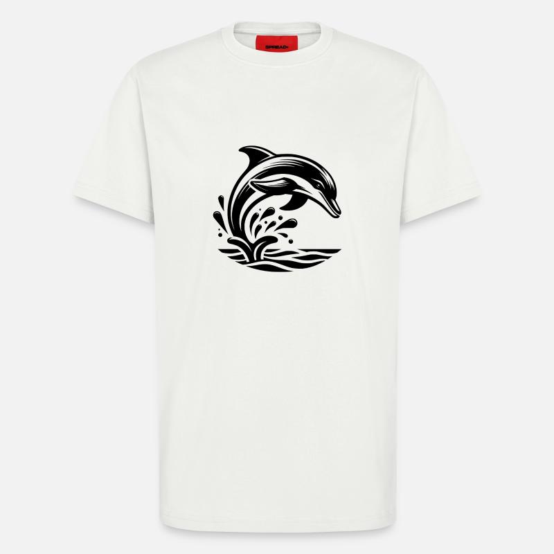 Springender Eleganter Tattoo Delfin - T-Shirt - made by SPREAD - OFF WHITE