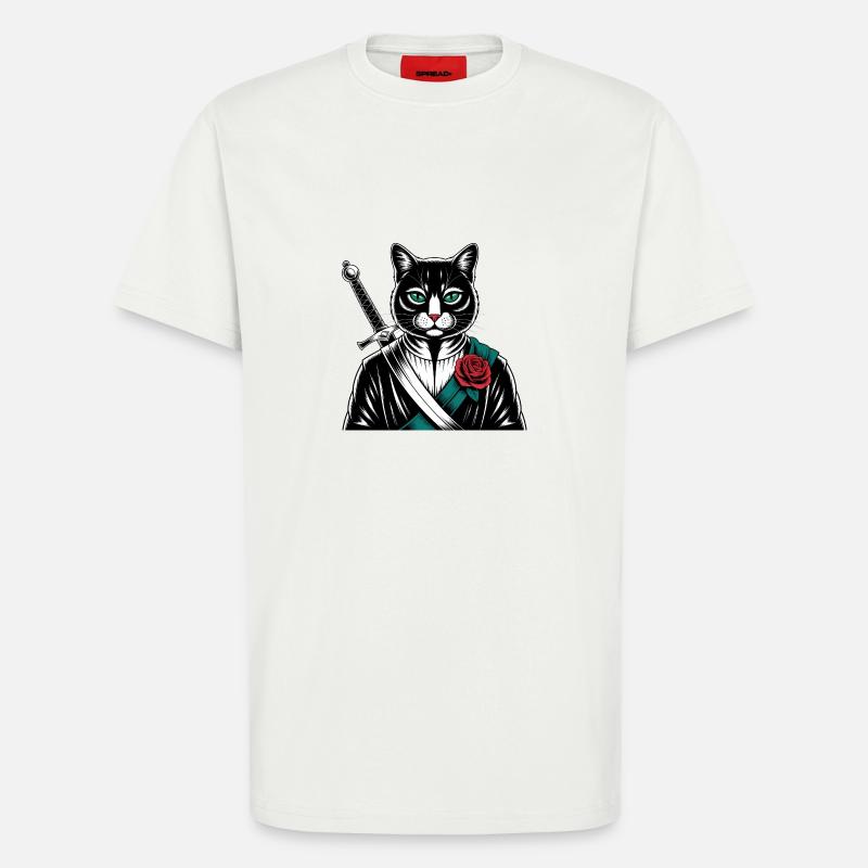 Die Samurai-Katze, die Bushido-Katze - T-Shirt - made by SPREAD - OFF WHITE