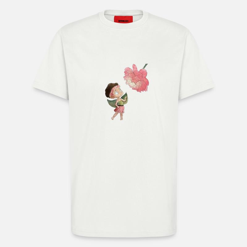 Fée magique avec pivoine - T-shirt bio décontracté fabriqué en UE - OFF WHITE