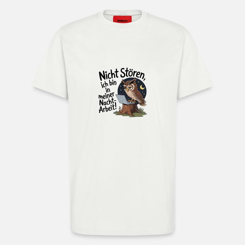 Eule auf Nachtschicht – Kaffee first! - T-Shirt - made by SPREAD - OFF WHITE