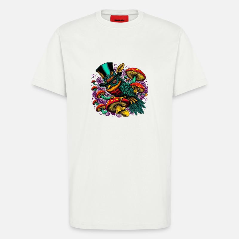Bunte Eule mit Zylinderhut - T-Shirt - made by SPREAD - OFF WHITE