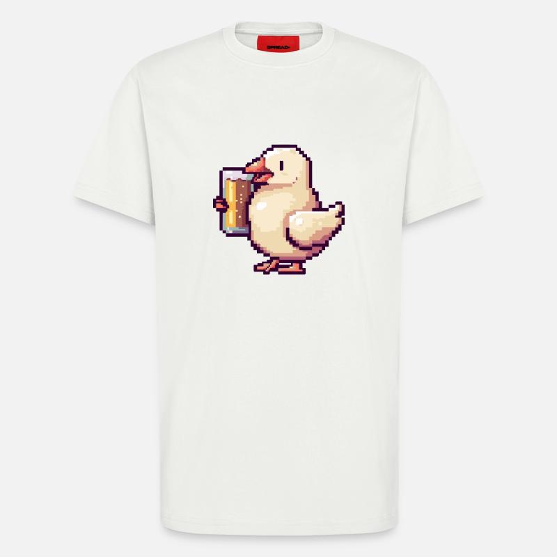 Taube Vogel Bier Pixel - T-Shirt - made by SPREAD - OFF WHITE