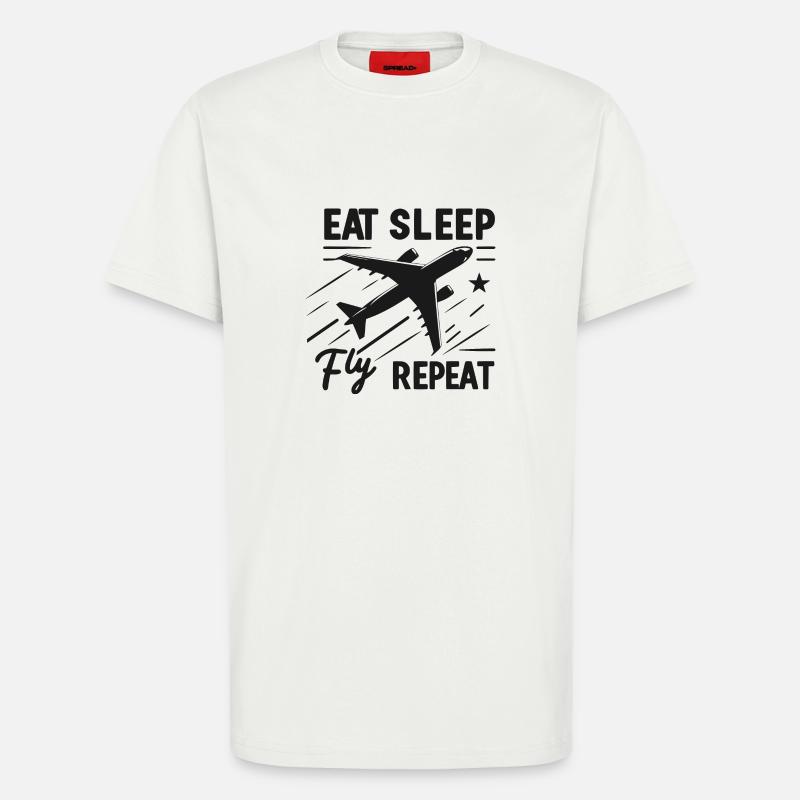 Manger dormir Mouche Répéter - T-shirt bio décontracté fabriqué en UE - OFF WHITE