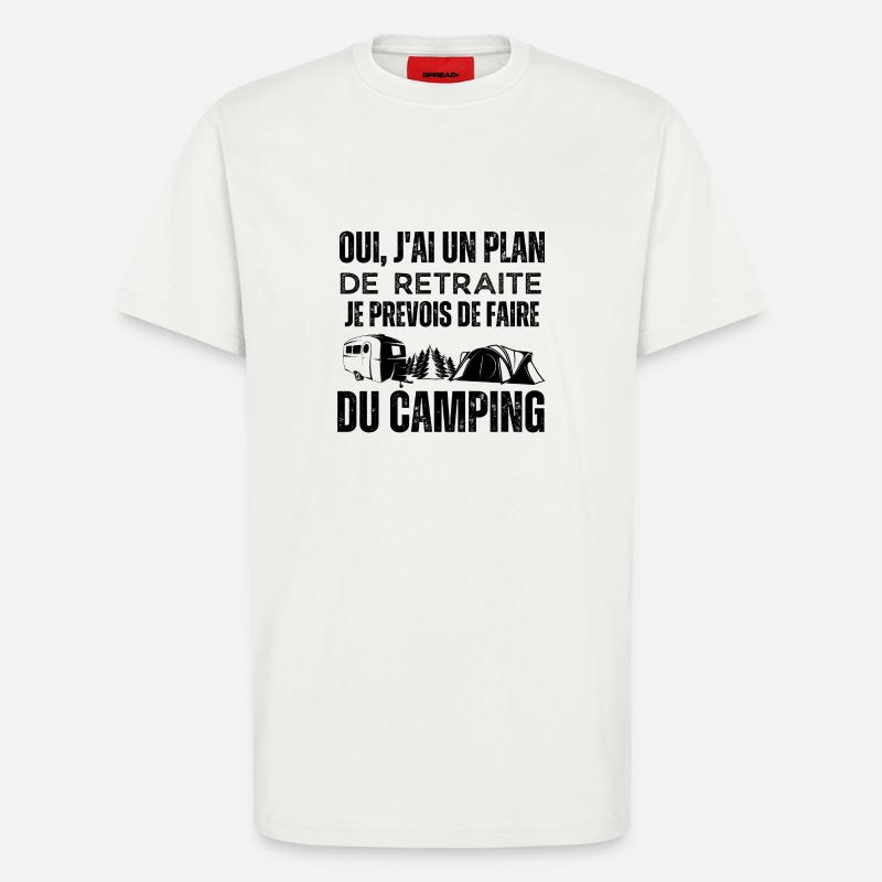 Plan de retraite camping - T-shirt bio décontracté fabriqué en UE - OFF WHITE
