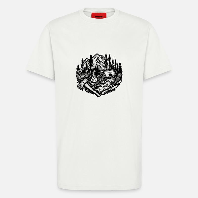 nature campfire axe - T-Shirt - made by SPREAD - OFF WHITE