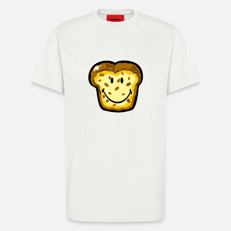 Smiley Bread - Organic relaxed T-shirt made in EU - OFF WHITE