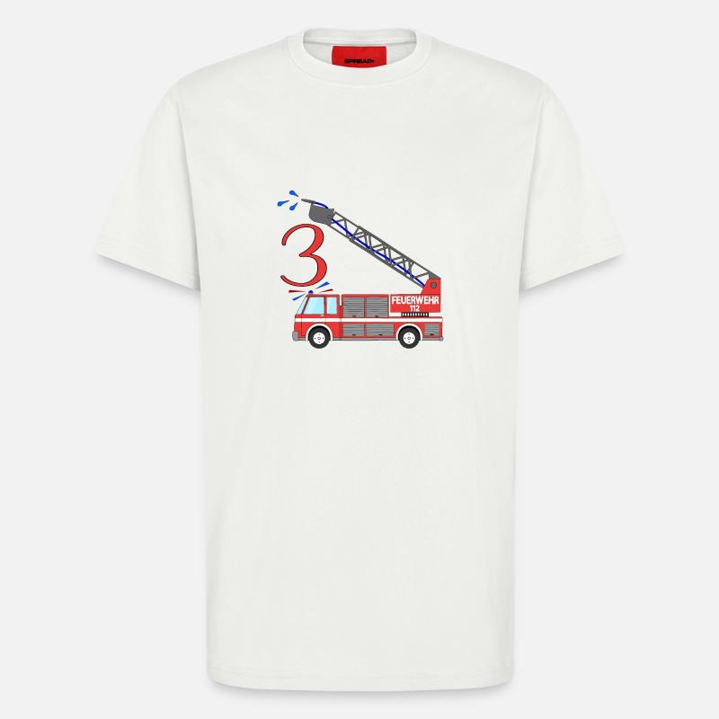 Fire engine 3rd birthday - T-Shirt - made by SPREAD - OFF WHITE