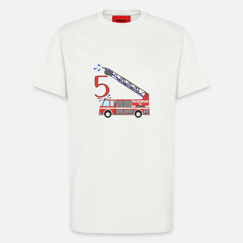Fire engine 5th birthday - T-Shirt - made by SPREAD - OFF WHITE