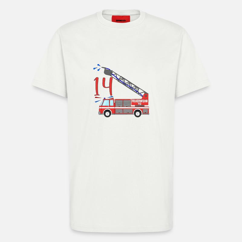 Fire engine 14th birthday - T-Shirt - made by SPREAD - OFF WHITE