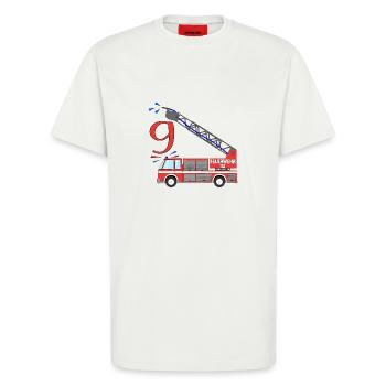 Fire engine 9th birthday - T-Shirt - made by SPREAD - OFF WHITE - Front - Alina (178cm) & Michal (187cm)