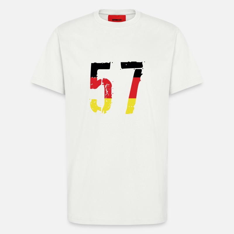 Maillot 57 Numéro Allemagne - T-shirt bio décontracté fabriqué en UE - OFF WHITE