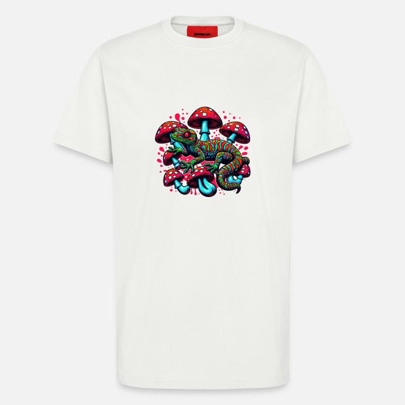 Psychedelischer Gecko mit Pilzen - T-Shirt - made by SPREAD - OFF WHITE