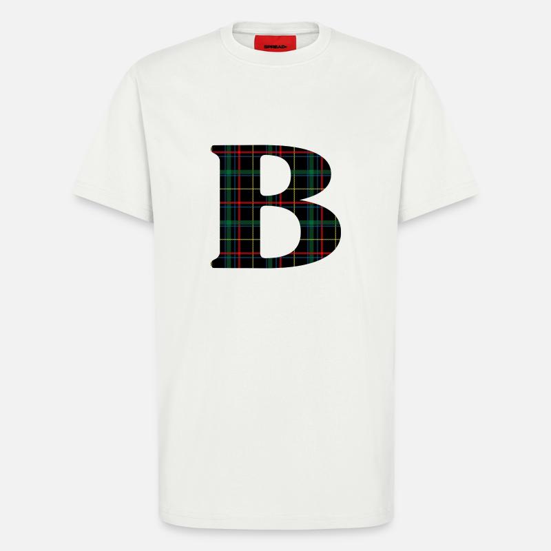Monogrammiert b Schottischer Tartan - T-Shirt - made by SPREAD - OFF WHITE