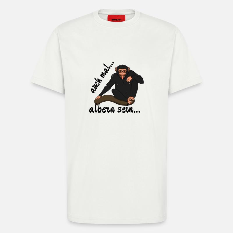 Schimpanse "auch mal albern sein..." - T-Shirt - made by SPREAD - OFF WHITE