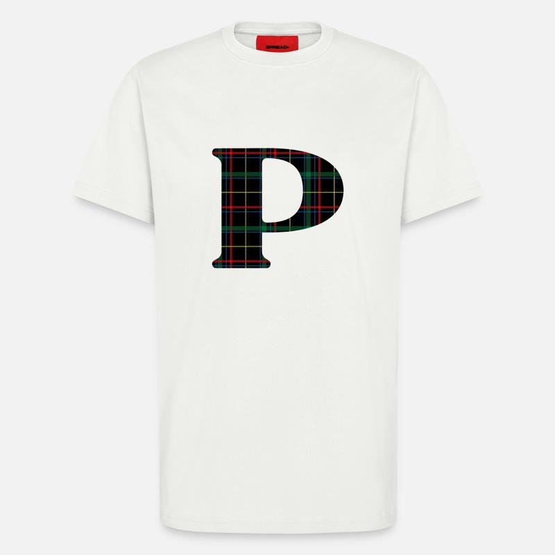 Monogramm p schottischer Tartan - T-Shirt - made by SPREAD - OFF WHITE