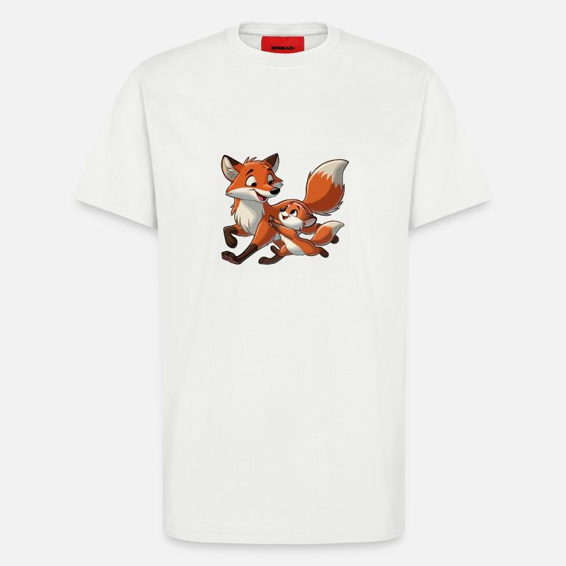 Fuchs mit herumtollendem Kind - T-Shirt - made by SPREAD - OFF WHITE