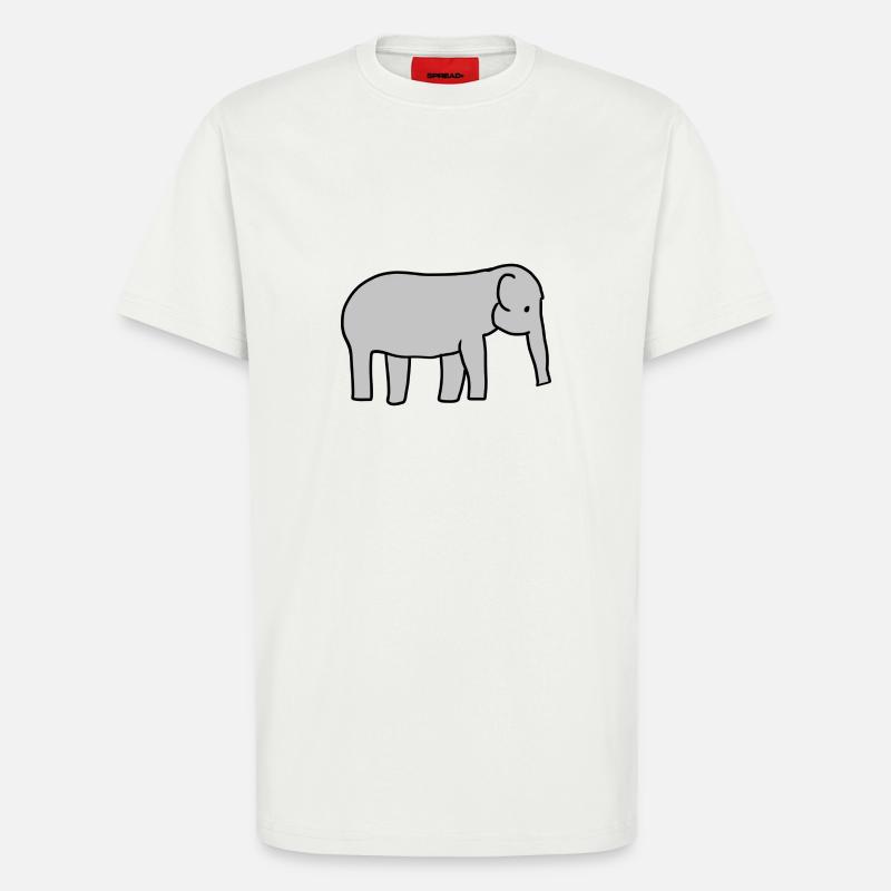 Icône d’animal éléphant gris - T-shirt bio décontracté fabriqué en UE - OFF WHITE