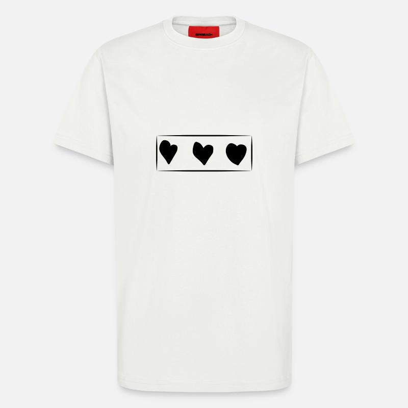 Trois Coeurs Coeur Rectangle Amour - T-shirt bio décontracté fabriqué en UE - OFF WHITE