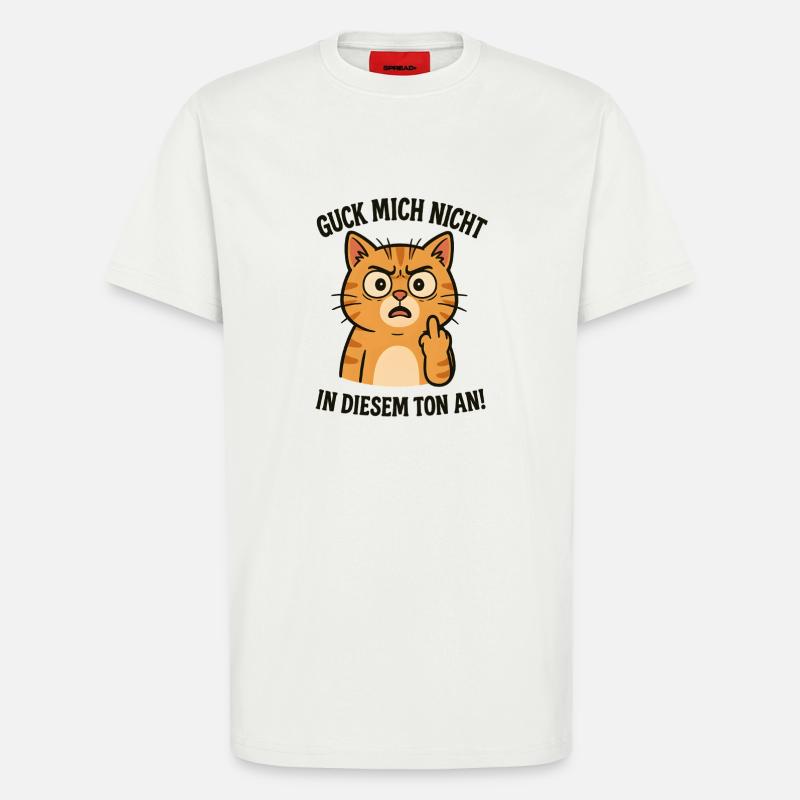 Katze mit Mittelfinger lustiger Spruch - T-Shirt - made by SPREAD - OFF WHITE