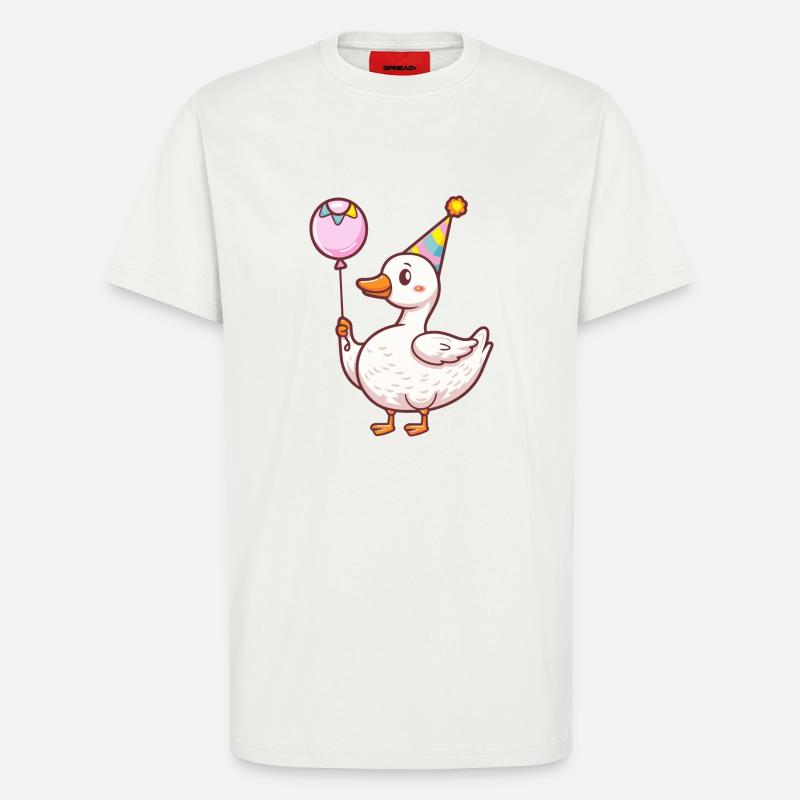 Goose Birthday Comic Cute - T-Shirt - made by SPREAD - OFF WHITE