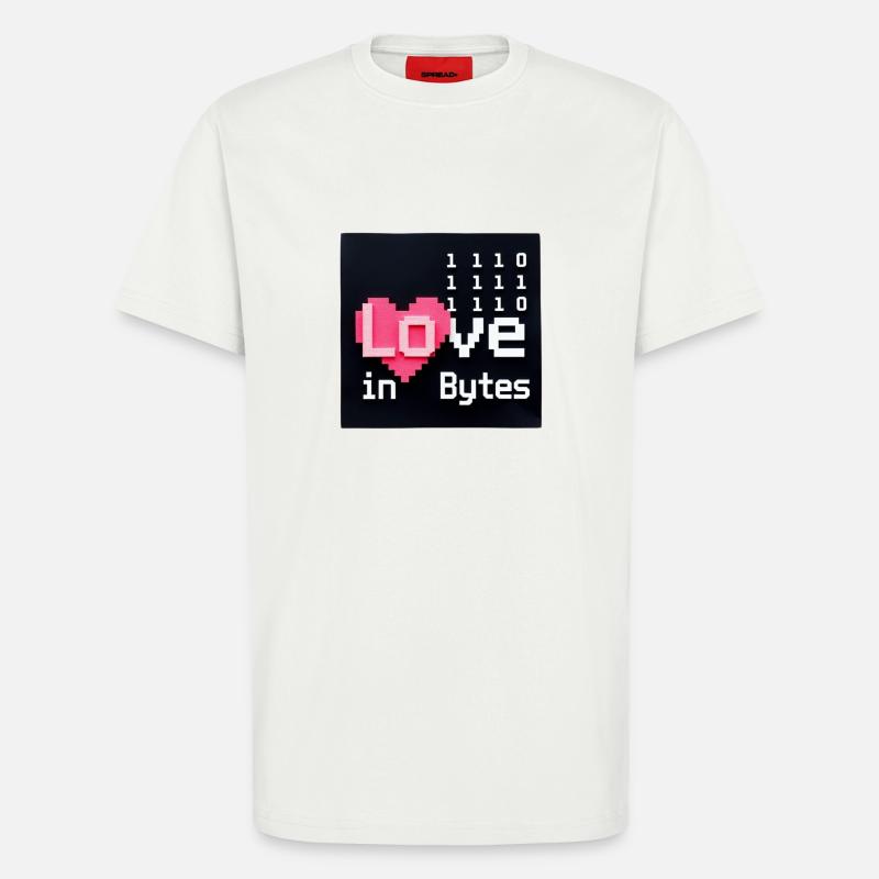 L’amour en octets Pixel Art - T-shirt bio décontracté fabriqué en UE - OFF WHITE
