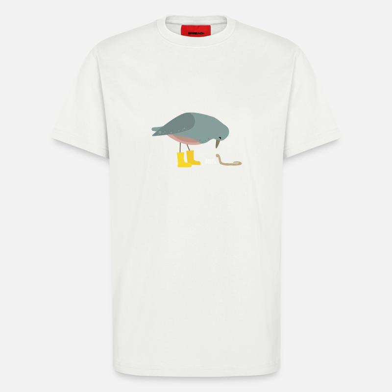 Pigeon with worm - T-Shirt - made by SPREAD - OFF WHITE
