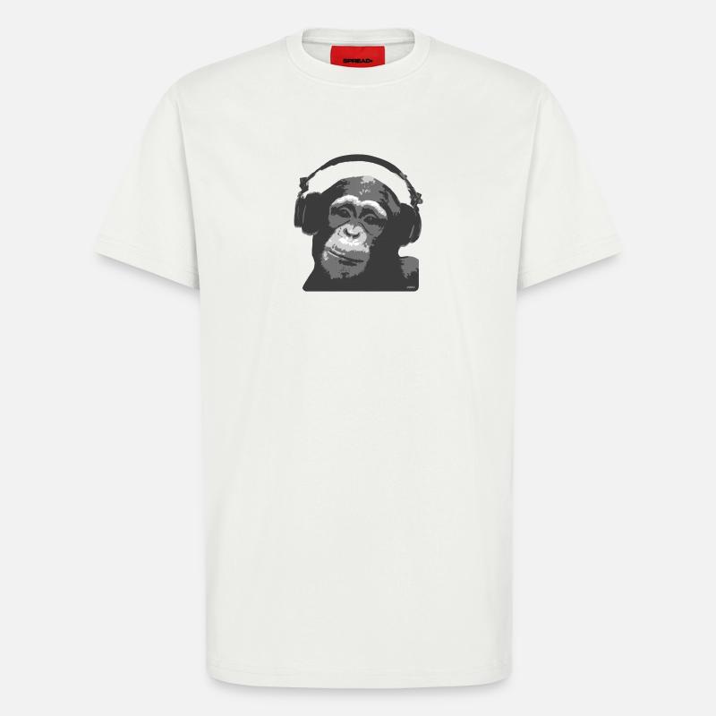 DJ MONKEY by wam - T-shirt bio décontracté fabriqué en UE - OFF WHITE