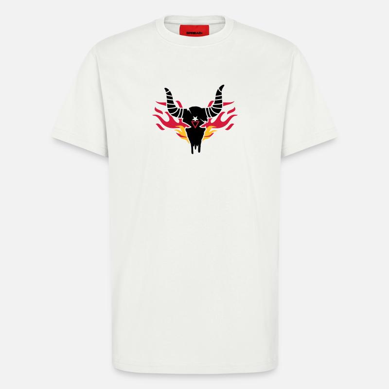 Stier Schädel mit Flammen - T-Shirt - made by SPREAD - OFF WHITE