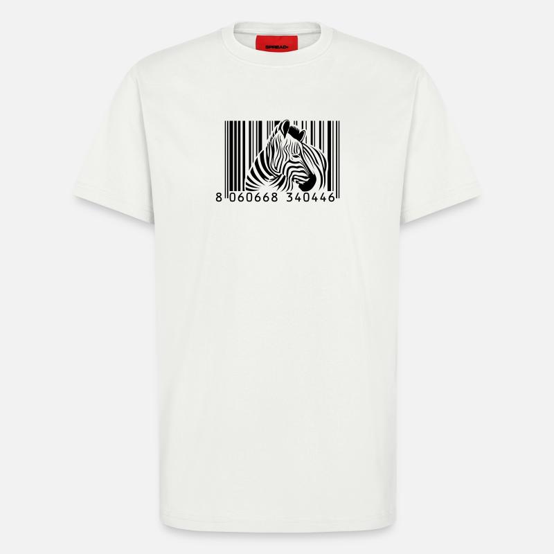 code à barres zèbre - T-shirt bio décontracté fabriqué en UE - OFF WHITE