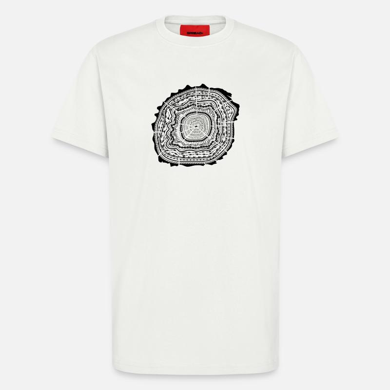 Holzscheibe mit Rinde - Baumringe - T-Shirt - made by SPREAD - OFF WHITE