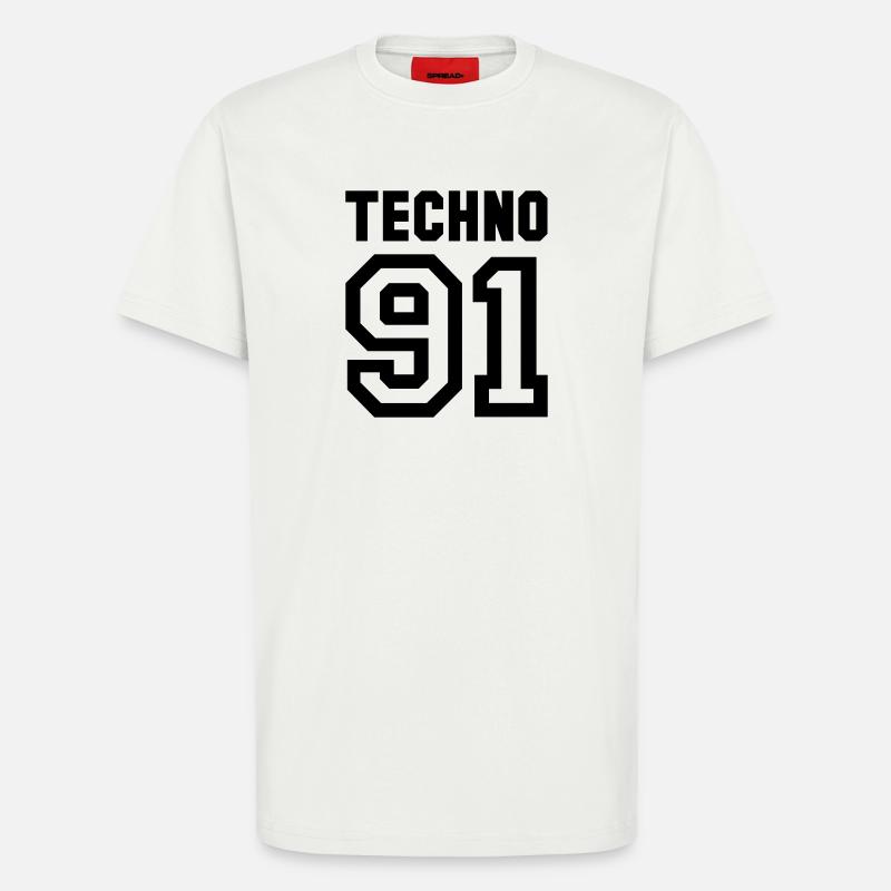 TECHNO Rave Techno 90s 90s - T-shirt bio décontracté fabriqué en UE - OFF WHITE