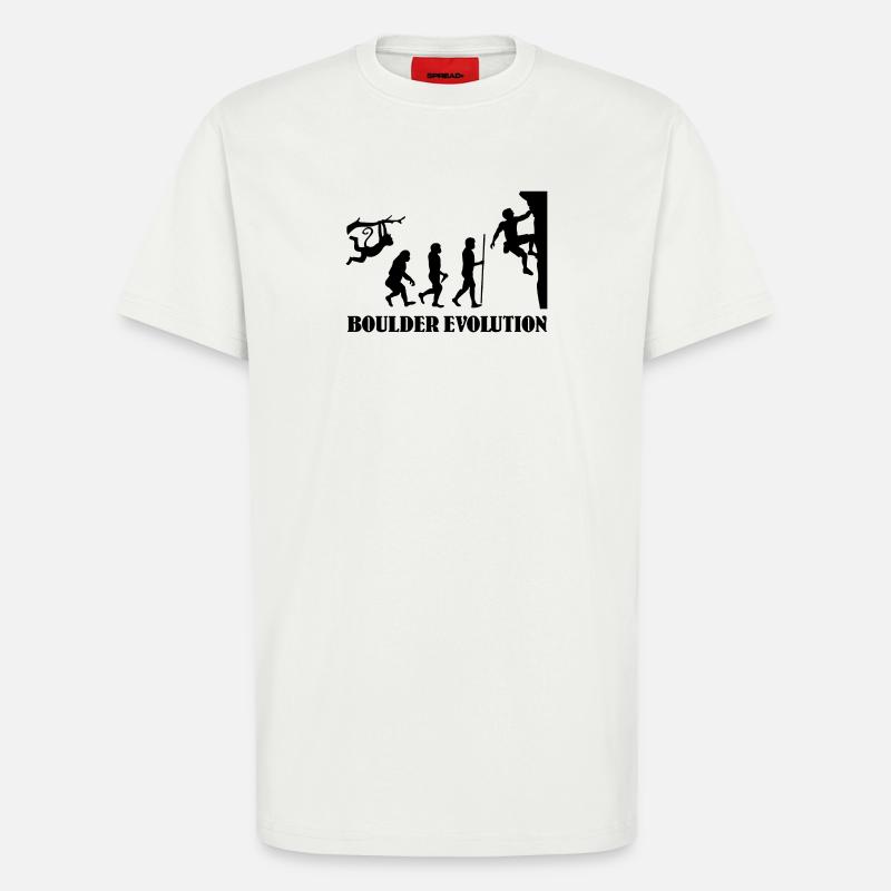 Boulder Evolution Climbing Mountaineering Boulderer - T-Shirt - made by SPREAD - OFF WHITE