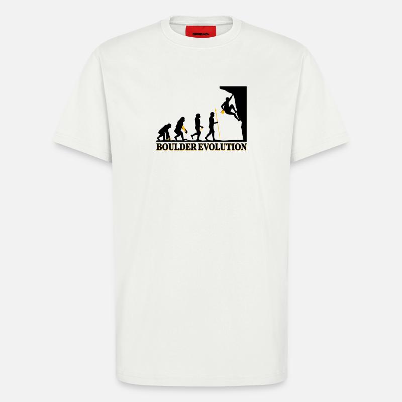 Boulder Evolution Klettern Bergsteigen Spruch - T-Shirt - made by SPREAD - OFF WHITE