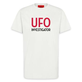 Ovni Ufo Extraterrestre Espace Geek Planète - T-shirt bio décontracté fabriqué en UE - OFF WHITE - Devant - Alina (178cm) & Michal (187cm)