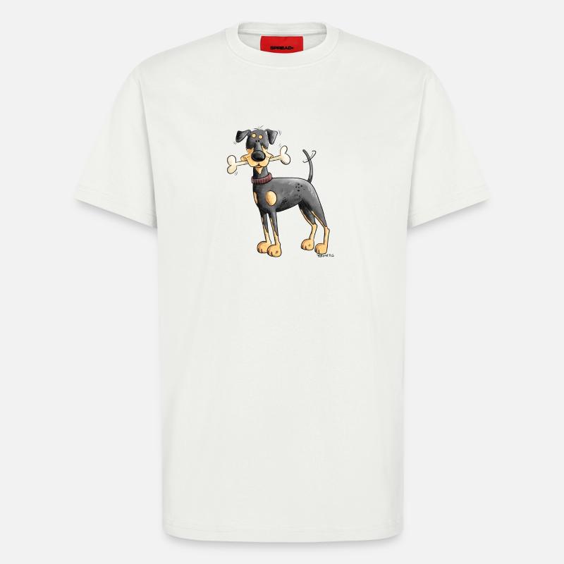 Dobermann Oder Pinscher mit Knochen - T-Shirt - made by SPREAD - OFF WHITE
