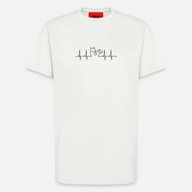 Herzschlag Katze Lineart - T-Shirt - made by SPREAD - OFF WHITE