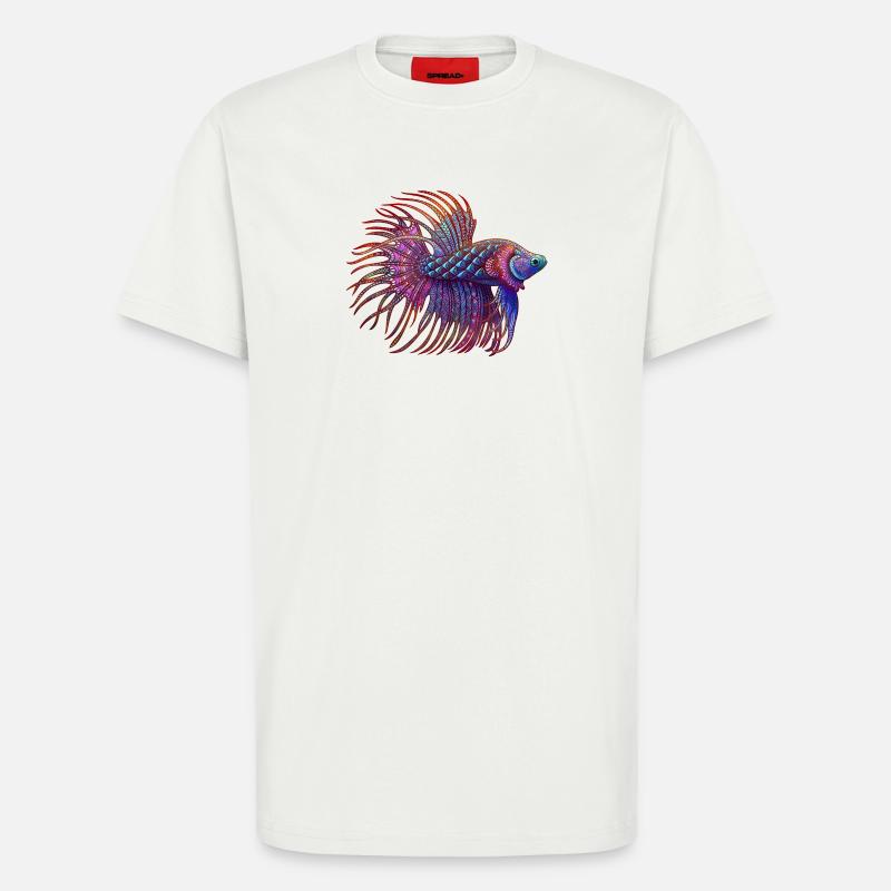 Betta Zentangle Farbe - T-Shirt - made by SPREAD - OFF WHITE