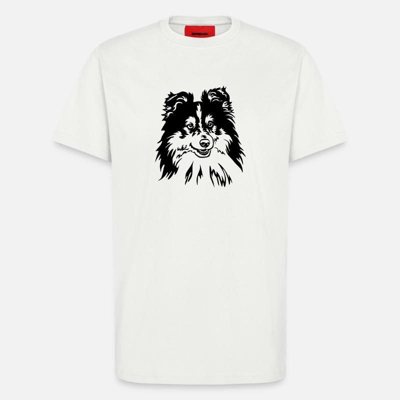 Sheltie Kopf - T-shirt bio décontracté fabriqué en UE - OFF WHITE