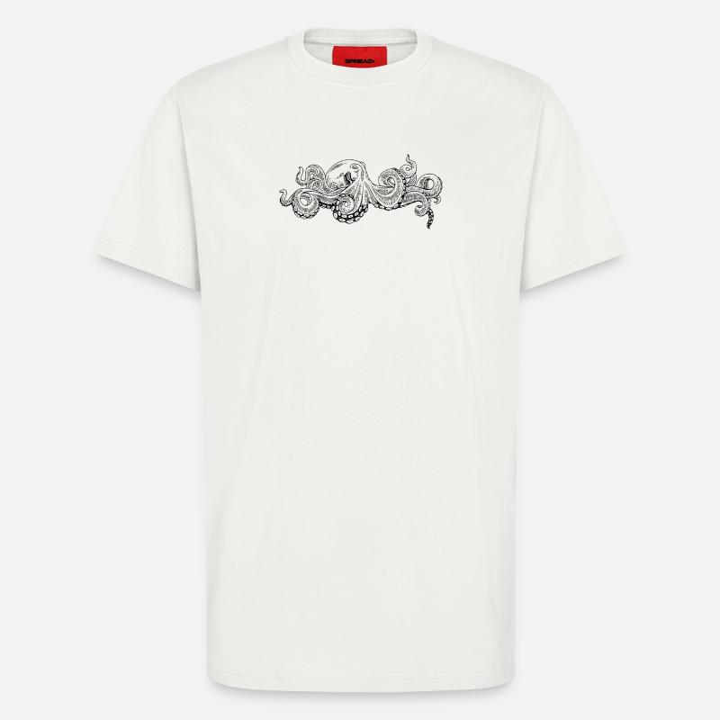 Octopus - Octopus Black Pattern - T-Shirt - made by SPREAD - OFF WHITE