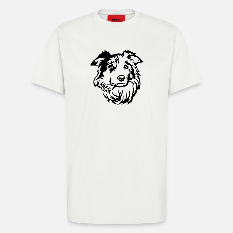 Border Collie Kopf - T-Shirt - made by SPREAD - OFF WHITE