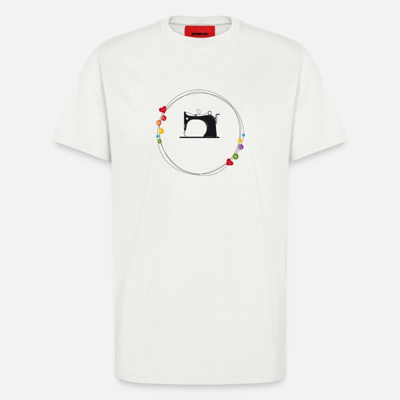 nostalgisch stilisierte Nähmaschine mit Knöpfe - T-Shirt - made by SPREAD - OFF WHITE
