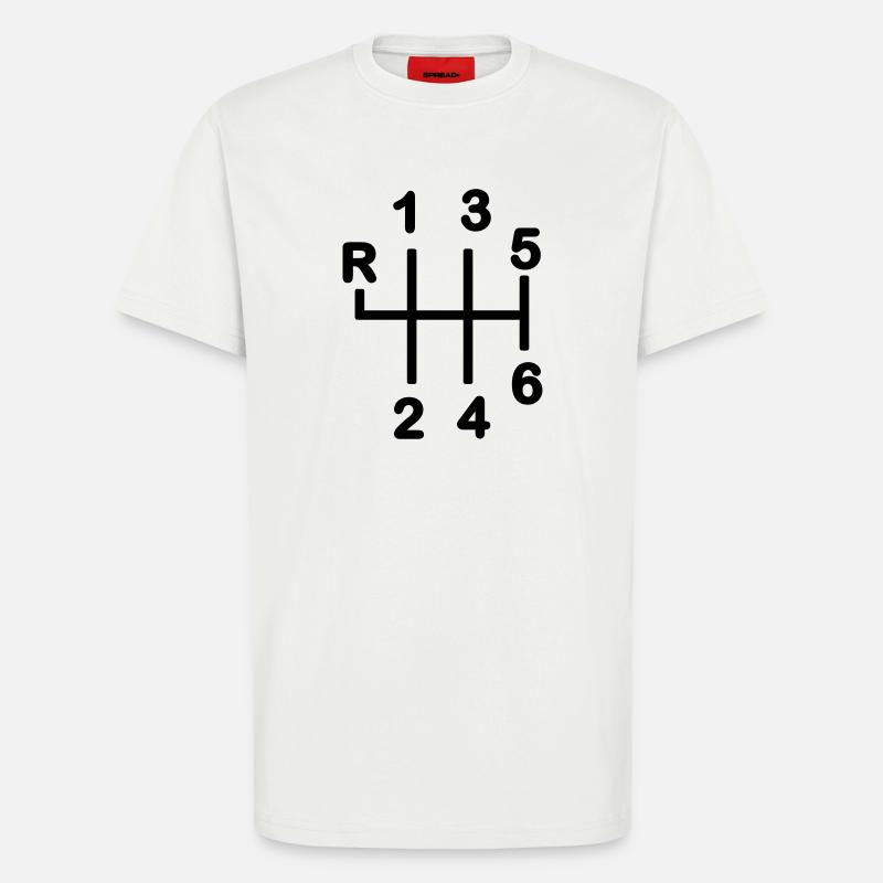 Boîte de vitesses 6 vitesses - T-shirt bio décontracté fabriqué en UE - OFF WHITE