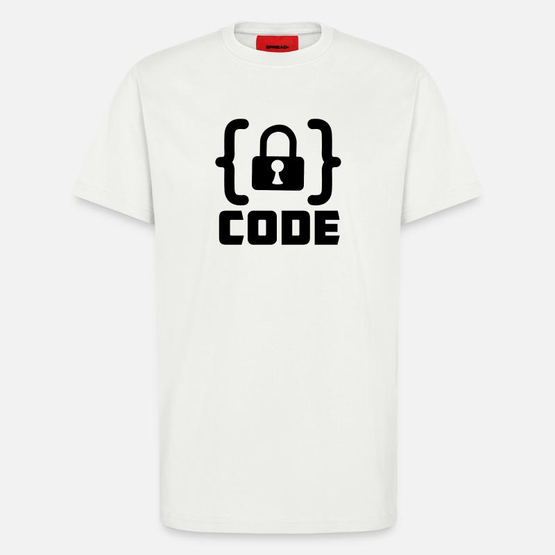 Code avec programmateur de verrouillage - T-shirt bio décontracté fabriqué en UE - OFF WHITE