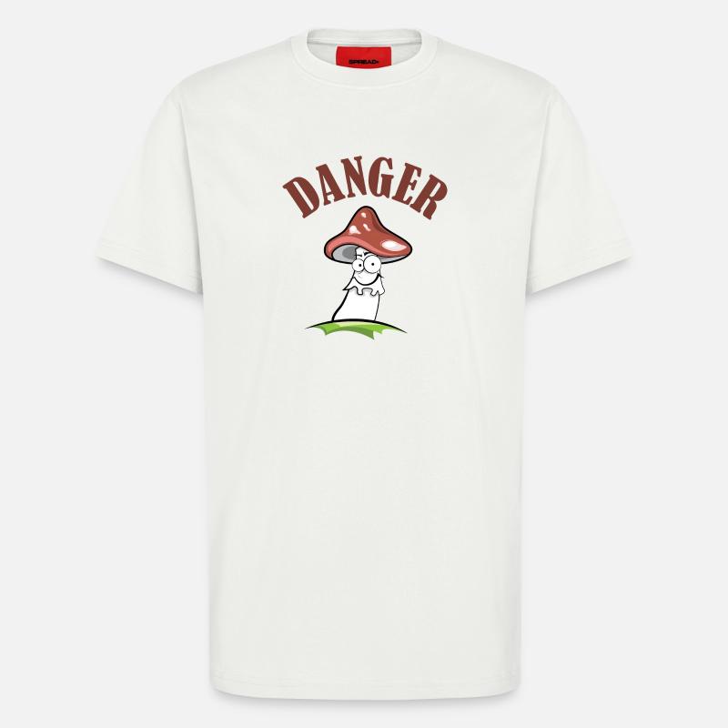 Toadstool danger symbol comic funny - T-Shirt - made by SPREAD - OFF WHITE